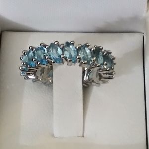 Sterling Silver Blue Topaz Eternity Band